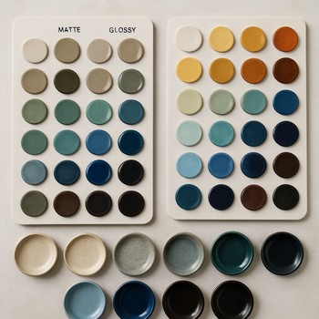 Seramik sırlama renk kartları ve küçük pin co tabak örnekleri