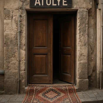 İstanbul’da dar bir sokakta yer alan atölye giriş kapısı