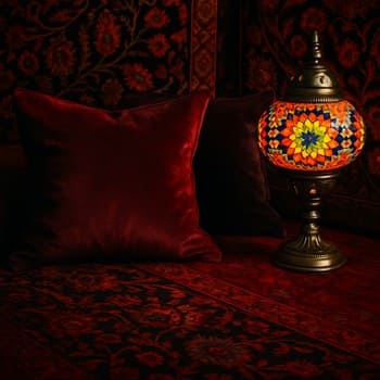 Kontrast renkli kilim ve yastıklarla hazırlanmış cesur koleksiyon